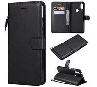 SATURCASE Coque pour Xiaomi Mi A2 2018, Classique PU Cuir Magnétique Flip Portefeuille Support Porte-carte Protecteur Housse Étui avec Dragonne pour Xiaomi Mi A2 2018 (XD-Noir)