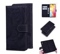 SATURCASE Coque pour Xiaomi Mi Note 10 Lite, Gaufrage Tigre PU Cuir Magnétique Flip Portefeuille Support Porte-Carte Protecteur Housse Étui pour Xiaomi Mi Note 10 Lite (TI-Noir)