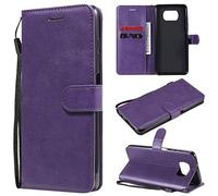SATURCASE Coque pour Xiaomi Poco X3 NFC, Classique PU Cuir Magnétique Flip Portefeuille Support Porte-Carte Protecteur Housse Étui avec Dragonne pour Xiaomi Poco X3 NFC (XD-Violet)