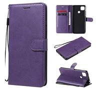 SATURCASE Coque pour Xiaomi Redmi 9C, Classique PU Cuir Magnétique Flip Portefeuille Support Porte-Carte Protecteur Housse Étui avec Dragonne pour Xiaomi Redmi 9C (XD-Violet)