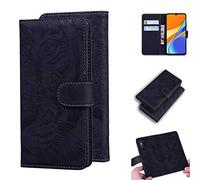 SATURCASE Coque pour Xiaomi Redmi 9C, Gaufrage Tigre PU Cuir Magnétique Flip Portefeuille Support Porte-Carte Protecteur Housse Étui pour Xiaomi Redmi 9C (TI-Noir)
