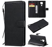 SATURCASE Coque pour Xiaomi Redmi Note 9, Classique PU Cuir Magnétique Flip Portefeuille Support Porte-carte Protecteur Housse Étui avec Dragonne pour Xiaomi Redmi Note 9 (XD-Noir)