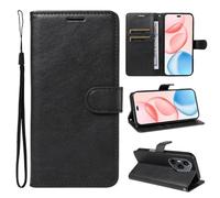 SATURCASE Étui pour Honor 400 Pro, classique en cuir PU à rabat magnétique, support et emplacements pour cartes, housse de protection avec dragonne pour Honor 400 Pro (XD-Noir)