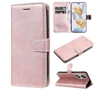 SATURCASE Étui pour Honor 90 Pro, classique en cuir PU à rabat magnétique, support et emplacements pour cartes, housse de protection avec dragonne pour Honor 90 Pro (XD-Or rose)