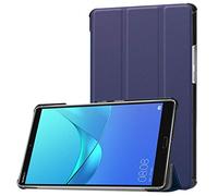 SATURCASE Étui pour Huawei MediaPad M5 8.4, PU Cuir Flip Pliable Folio Stand Protecteur Housse Étui Coque avec Fonction Veille/Réveil Automatique pour Huawei MediaPad M5 8 (8.4") (Bleu foncé)