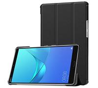 SATURCASE Étui pour Huawei MediaPad M5 8.4, PU Cuir Flip Pliable Folio Stand Protecteur Tablette Housse Étui Coque avec Fonction Veille/Réveil Automatique pour Huawei MediaPad M5 8 (8.4") (Noir)