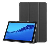 SATURCASE Étui pour Huawei MediaPad M5 Lite 10.1, PU Cuir Flip Pliable Folio Stand Protecteur Housse Étui Coque avec Fonction Veille/Réveil Automatique pour Huawei MediaPad M5 Lite 10.1 (Noir)