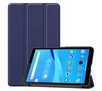 SATURCASE Étui pour Lenovo Tab M7, PU Cuir Flip Pliable Folio Stand Protecteur Tablette Housse Étui Coque pour Lenovo Tab M7 (Bleu foncé)