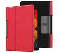 SATURCASE Étui pour Lenovo Yoga Smart Tab 10.1, PU Cuir Flip Folio Ultra Mince Poids Léger Stand Protecteur Housse Étui Coque pour Lenovo Yoga Smart Tab 10.1 / Yoga Tab 5 10.1 (Rouge)