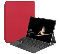 SATURCASE Étui pour Microsoft Surface Go 1 2 3 4, PU Cuir Flip Folio Ultra Mince Poids Léger Stand Protecteur Tablette Housse Étui Coque pour Microsoft Surface Go (Rouge) (Clavier Non Inclus)