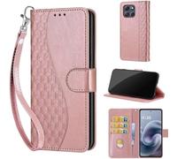 SATURCASE Étui pour Motorola Moto G86 / G86 Power, S-Cube en cuir PU à rabat magnétique, support, emplacements pour cartes, dragonne, housse de protection pour Motorola Moto G86/G86 Power (BL-Or rose)