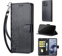 SATURCASE Étui pour Motorola Moto G86 / G86 Power, Z-Cube en cuir PU à rabat magnétique, support, emplacements pour cartes, dragonne, housse de protection pour Motorola Moto G86/G86 Power (ZL-Noir)