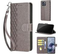 SATURCASE Étui pour Motorola Moto G86 / G86 Power, Z-Cube en cuir PU à rabat magnétique, support, emplacements pour cartes, dragonne, housse de protection pour Motorola Moto G86/G86 Power (ZL-gris)