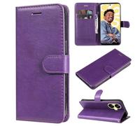 SATURCASE Étui pour Realme C55, classique en cuir PU à rabat magnétique, support et emplacements pour cartes, housse de protection avec dragonne pour Realme C55 (XD-Violet)