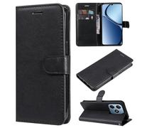 SATURCASE Étui pour Realme C63 C61 / Note 60 / Narzo N63 4G, classique en cuir PU à rabat magnétique, support et fentes pour cartes, housse de protection avec dragonne (XD-Noir)