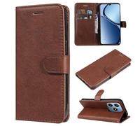 SATURCASE Étui pour Realme C63 C61 / Note 60 / Narzo N63 4G, classique en cuir PU à rabat magnétique, support et fentes pour cartes, housse de protection avec dragonne (XD-marron)