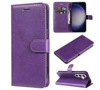 SATURCASE Étui pour Samsung Galaxy S24, classique en cuir PU à rabat magnétique, support et emplacements pour cartes, housse de protection avec dragonne pour Samsung Galaxy S24 (XD-Violet)