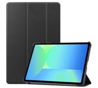 SATURCASE Étui pour Samsung Galaxy Tab S10 FE SM-X520 X526B 10,9", en cuir PU à rabat, pliable, fin, léger, fonction veille/réveil automatique (noir)
