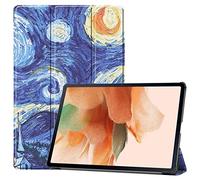 SATURCASE Étui pour Samsung Galaxy Tab S7 FE 12.4 SM-T730 T733 T736B, beau cuir PU Flip Folio Stand Slim Light Auto Wake Up Protective Tablet Cover (KN-7)