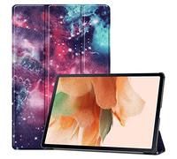 SATURCASE Étui pour Samsung Galaxy Tab S7 FE 12.4 SM-T730 T733 T736B, beau cuir PU Flip Folio Stand Slim Light Auto Wake Up Protective Tablet Cover (KN-5)