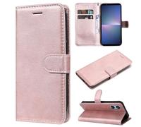 SATURCASE Étui pour Sony Xperia 10 VI 2024, classique en cuir synthétique à rabat magnétique, support et emplacements pour cartes, housse de protection avec dragonne pour Sony Xperia 10 VI 2024 (XD-or