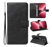 SATURCASE Étui pour Vivo V50 Lite, classique en cuir PU à rabat magnétique, support et emplacements pour cartes, housse de protection avec dragonne pour Vivo V50 Lite (XD-Noir)