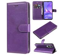 SATURCASE Étui pour Vivo Y17S, classique en cuir PU à rabat magnétique, support et emplacements pour cartes, housse de protection avec dragonne pour Vivo Y17S (XD-Violet)