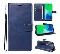 SATURCASE Étui pour Vivo Y19S 4G, classique en cuir PU à rabat magnétique, support et emplacements pour cartes, housse de protection avec dragonne pour Vivo Y19S 4G (XD-Bleu)