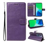 SATURCASE Étui pour Vivo Y19S 4G, classique en cuir PU à rabat magnétique, support et emplacements pour cartes, housse de protection avec dragonne pour Vivo Y19S 4G (XD-Violet)