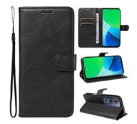 SATURCASE Étui pour Vivo Y19S 4G, classique en cuir PU à rabat magnétique, support et fentes pour cartes, housse de protection avec dragonne pour Vivo Y19S 4G (XD-Noir)