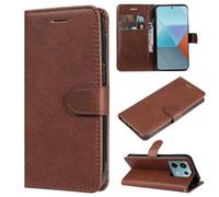 SATURCASE Étui pour Xiaomi Redmi Note 13 Pro 5G / Poco X6, classique en cuir PU à rabat magnétique, support et emplacements pour cartes - Housse de protection avec dragonne (XD-marron)