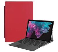 SATURCASE Microsoft Surface Pro 4 5 6 7 Coque, PU Cuir Flip Folio Ultra Mince Poids Léger Stand Protecteur Housse Étui Coque pour Microsoft Surface Pro 4 5 6 7 (Rouge) (Clavier Non Inclus)