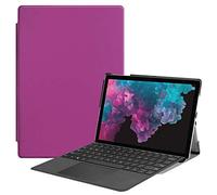 SATURCASE Microsoft Surface Pro 4 5 6 7 Coque, PU Cuir Flip Folio Ultra Mince Poids Léger Stand Protecteur Housse Étui Coque pour Microsoft Surface Pro 4 5 6 7 (Violet) (Clavier Non Inclus)