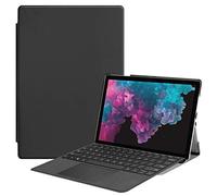 SATURCASE Microsoft Surface Pro 4 5 6 7 Coque, PU Cuir Flip Folio Ultra Mince Poids Léger Stand Protecteur Housse Étui Coque pour Microsoft Surface Pro 4 5 6 7 (Noir) (Clavier Non Inclus)