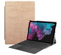 SATURCASE Microsoft Surface Pro 4 5 6 7 Coque, PU Cuir Flip Folio Ultra Mince Poids Léger Stand Protecteur Housse Étui Coque pour Microsoft Surface Pro 4 5 6 7 (Or Rose) (Clavier Non Inclus)