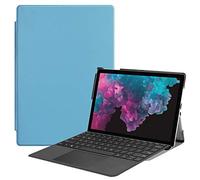 SATURCASE Microsoft Surface Pro 4 5 6 7 Coque, PU Cuir Flip Folio Ultra Mince Poids Léger Stand Protecteur Housse Étui Coque pour Microsoft Surface Pro 4 5 6 7 (Bleu Ciel) (Clavier Non Inclus)