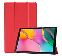 SATURCASE PU Cuir Flip Pliable Folio Stand Protecteur Tablette Housse Étui Coque pour Samsung Galaxy Tab A 10.1 (2019) SM-T510 T515 (Rouge)