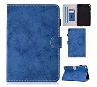 SATURCASE Style Rétro PU Cuir Magnétique Flip Portefeuille Support Porte-Carte Protecteur Housse Étui pour Samsung Galaxy Tab A 8.0 (2019) with S Pen SM-P200 P205 (RE-Bleu)