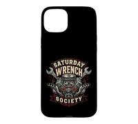 Saturday Wrench Society V8 Garage Mechanic Art Vieilli Coque pour iPhone 15 Plus