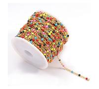 Saturey Chaîne de Bricolage 2 mètres en Acier Inoxydable à chaîne perlée Câble émail Collier de Billes de Perle DIY Bijoux Matériaux Supplies Wholesale (Color : Gold Colorful)