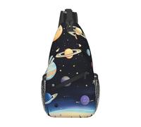Saturn Jupiter Earth C'est un sac à bandoulière décontracté pour homme avec une grande capacité de stockage et une poche plaquée de chaque côté., noir, taille unique