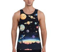 Saturn Jupiter Earth Débardeur de sport pour homme à séchage rapide, coupe ample, sans manches, pour la course à pied et l'entraînement, Noir , 3XL