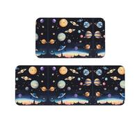 Saturn Jupiter Earth Lot de 2 tapis de sol rembourrés - une bonne aide pour se tenir debout dans la cuisine et antidérapant dans la salle de bain