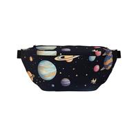 Saturn Jupiter Earth Sac banane à bandoulière Grande capacité, imperméable et résistant à la poussière, fermeture éclair sécurisée, convient pour les voyages et les activités de plein air, noir