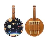 Saturn Jupiter Earth Sac de rangement pour tee de golf imprimé noir - Design portable, facile à organiser, Brun, One Size