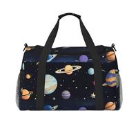 Saturn Jupiter Earth Sac de voyage à la main. Design tendance, grande capacité de stockage, adapté pour les voyages d'affaires et les courts voyages, noir, taille unique