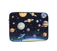 Saturn Jupiter Earth Sac pour ordinateur portable pratique résistant aux chocs Impression élégante pour les voyages d'affaires, le travail et le bureau, Noir , 17 inch
