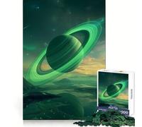 Saturne aux Anneaux Verts Puzzle de 1000 pièces pour Adolescents Jeu de logique et de Sens Simple et Amusant Bords Lisses Cadeau élégant (50x75cm)