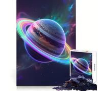 Saturne aux Couleurs de l'arc-en-Ciel Puzzle de 1000 pièces pour Adolescents Jeu de logique et de Sens Simple, Amusant, Bords Lisses Cadeau élégant (38x26cm)