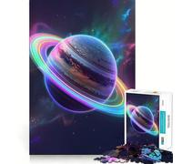 Saturne aux Couleurs de l'arc-en-Ciel Puzzle de 1000 pièces pour Adolescents Jeu intellectuel Temps en Famille Découpe de qualité Cadeau Unique (50x75cm)